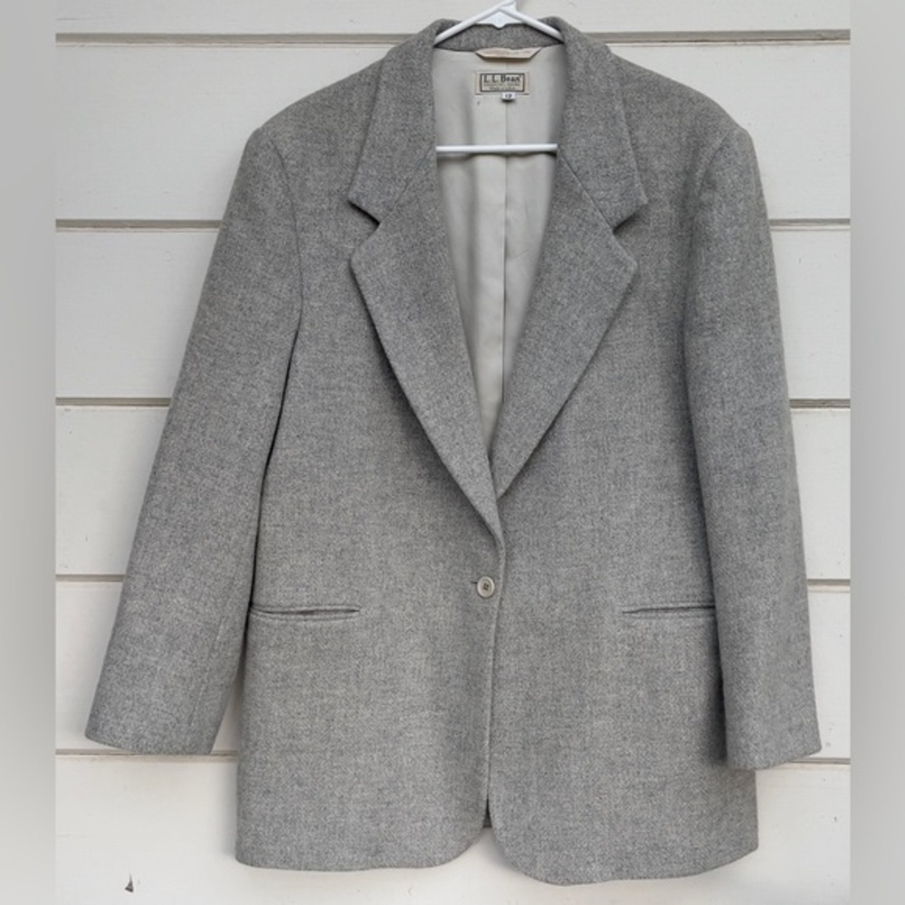Vintage‎ L.L Bean Wool Blazer, Single Button, grey sized 12